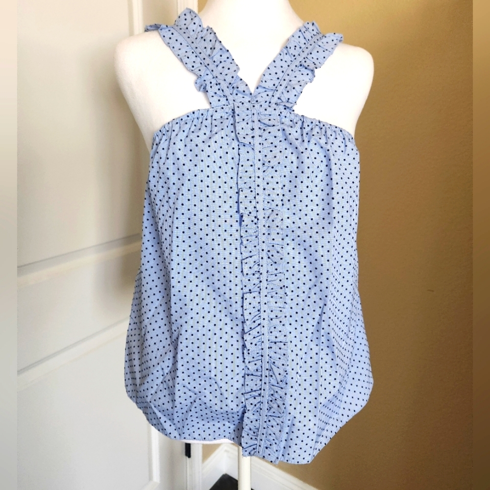 NWT NEW Anthropologie Waverly Grey Ruffle Top, Size Small